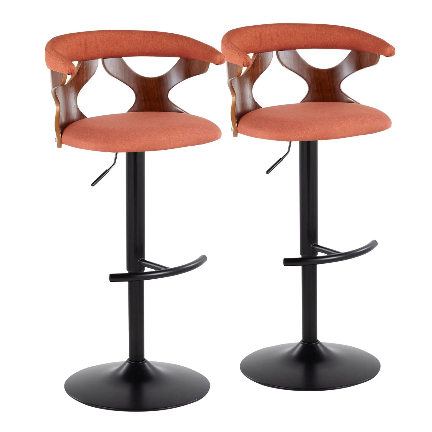 Gardenia - Contemporary Adjustable Barstool With Swivel With Rounded T Footrest (Set of 2) by HouseOfZazla