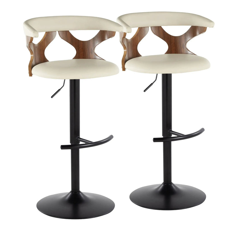 Gardenia - Contemporary Adjustable Barstool, Swivel With Rounded T Footrest (Set of 2) by Unique Piece Furniture