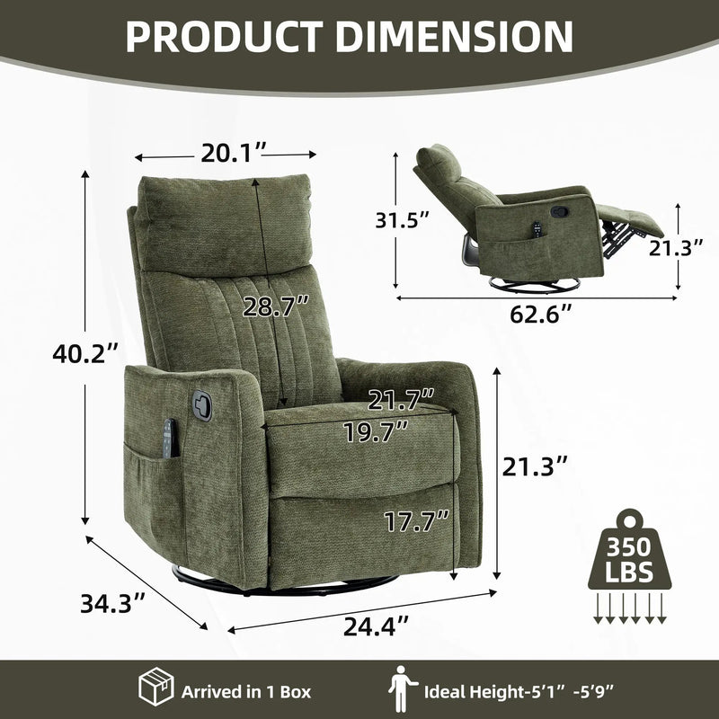 Green Heat Massage Manual Recliner Chair by HouseOfZazla