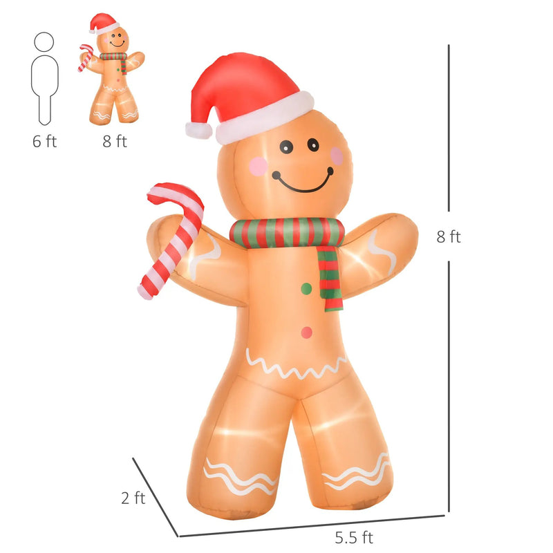 Outdoor Inflatable Gingerbread Man with Candy Cane by HouseOfZazla