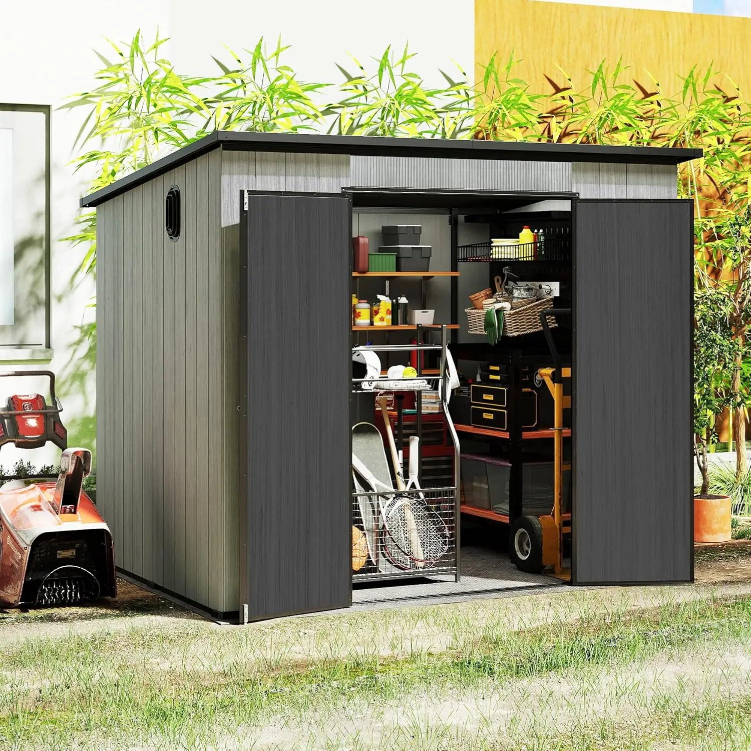 6x8FT Outdoor Resin Storage Shed with Transparent Windows & Louvered Vents by HouseOfZazla