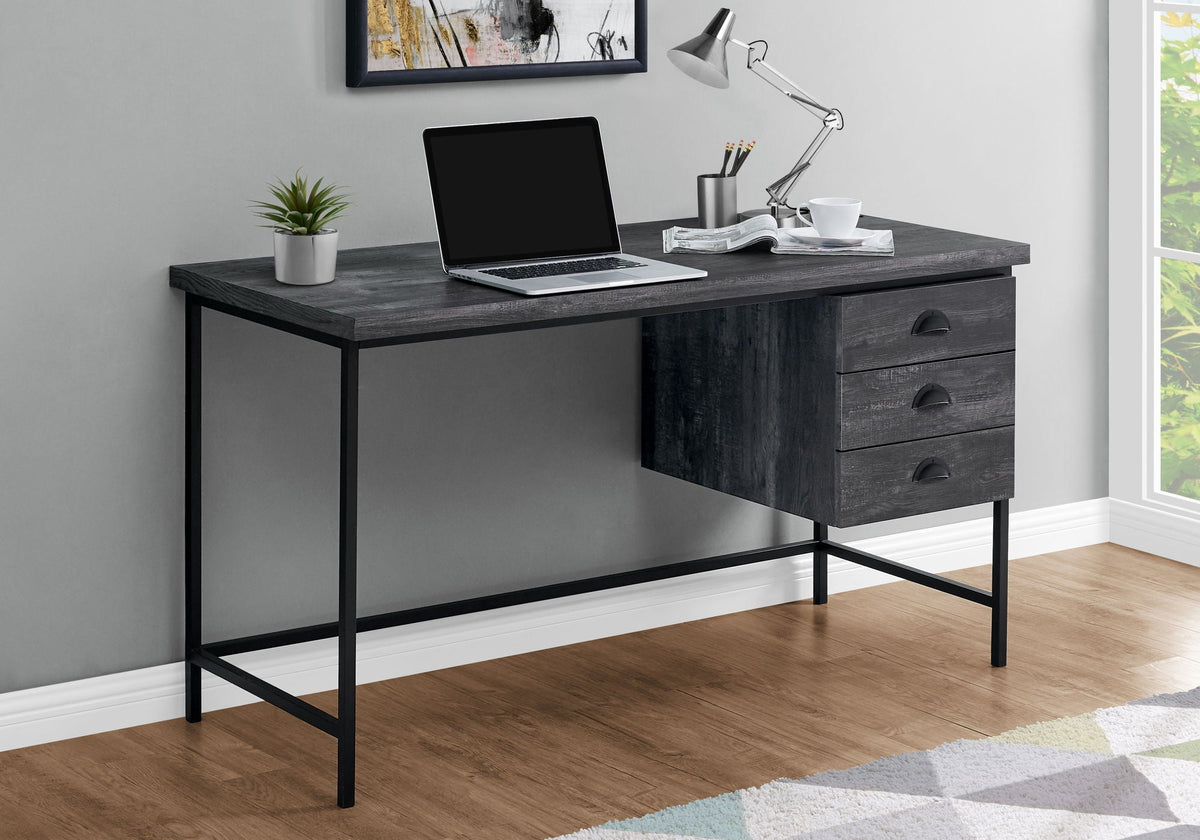 Contemporary Computer Desk with 3 Storage Drawers - Dark Gray, Gray, or Dark Brown, photo 12 of 12