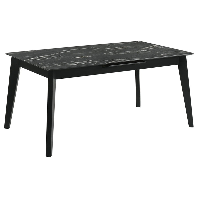 Crestmont 78-inch Extension Dining Table Black Faux Marble by Unique Piece Furniture