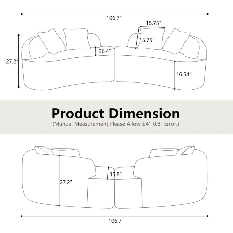 Curved 4 Seater Full Compression Sponge Sofa by Unique Piece Furniture