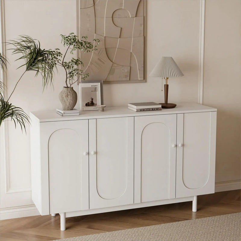 4 Door Storage Cabinet For Living Room - White by HouseOfZazla