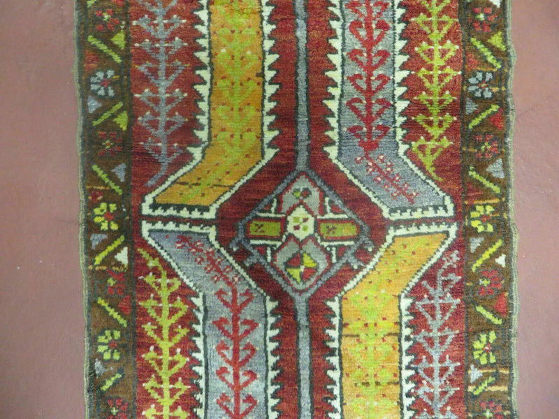 Small Turkish Yastik Rug 1.9 x 2.10, Antique Handmade Oushak Carpet by Jewel Rugs