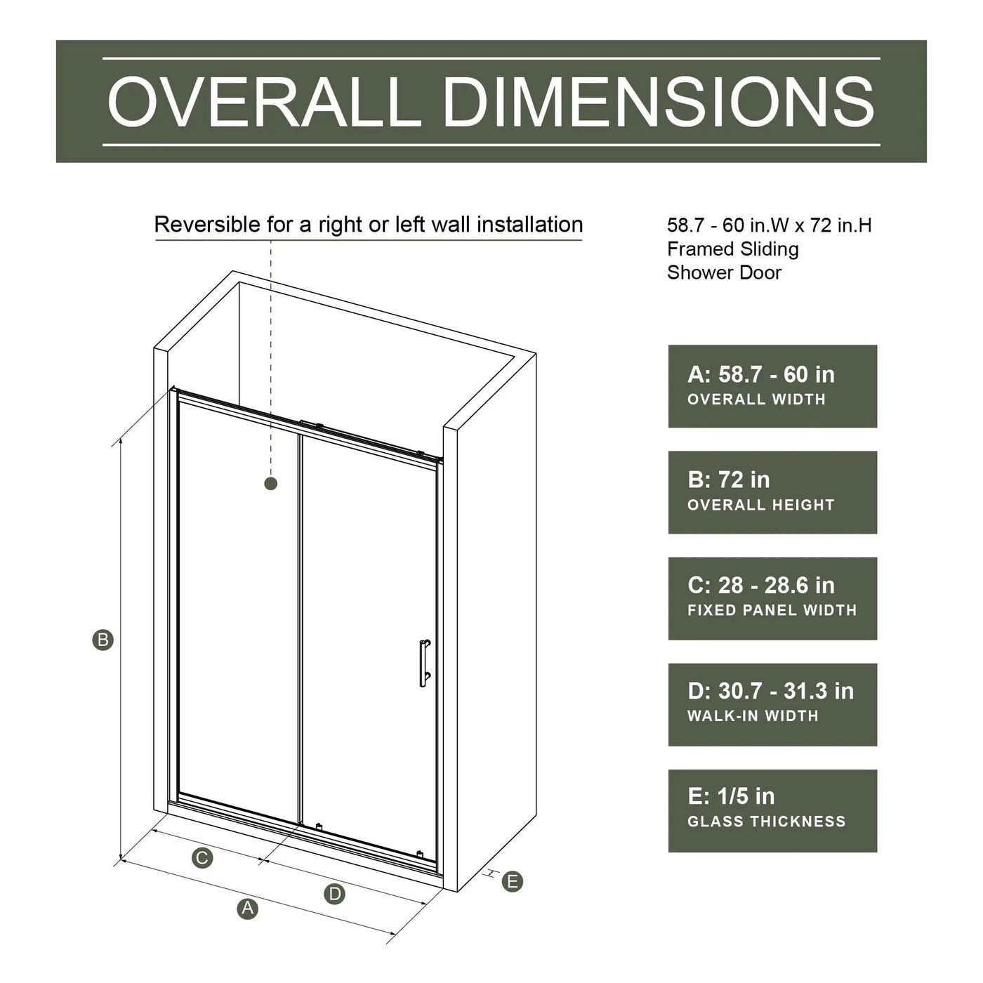 Single Sliding Shower Door, Thick Clear Tempered Glass Shower Door With Stainless Steel Handle by HouseOfZazla