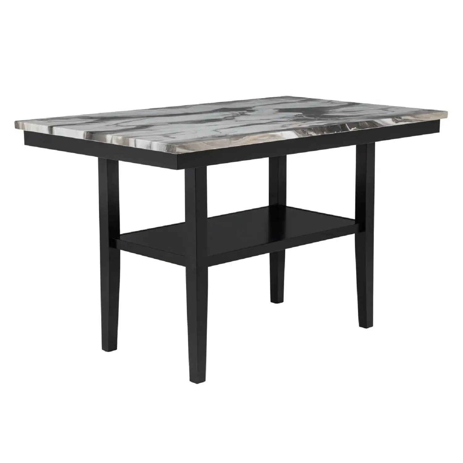 Counter Dining Table With Storage Bottom Shelf For Kitchen - Black by HouseOfZazla