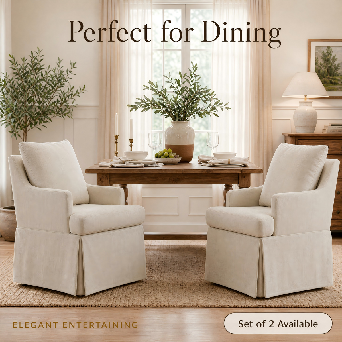 Upholstered Dining Chair with Casters - Modern Fabric, 1 Piece, photo 2 of 9