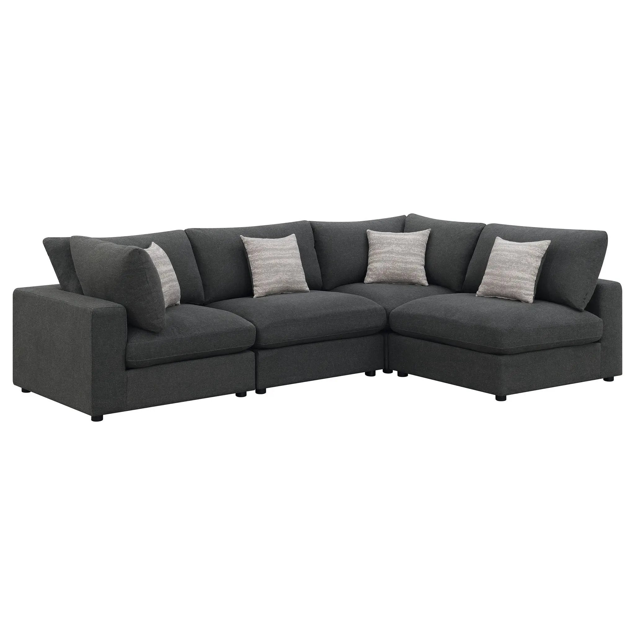 Serene 4-piece Upholstered Modular Sectional Sofa Charcoal by Unique Piece Furniture