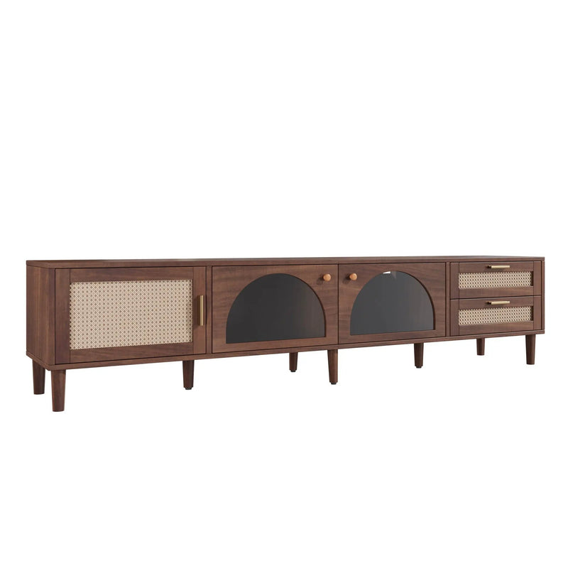 TV Stand For TVs Up To 90", Media Console With App Controlled LED Lights, 2 Drawers & Door Storage - Dark Brown by HouseOfZazla