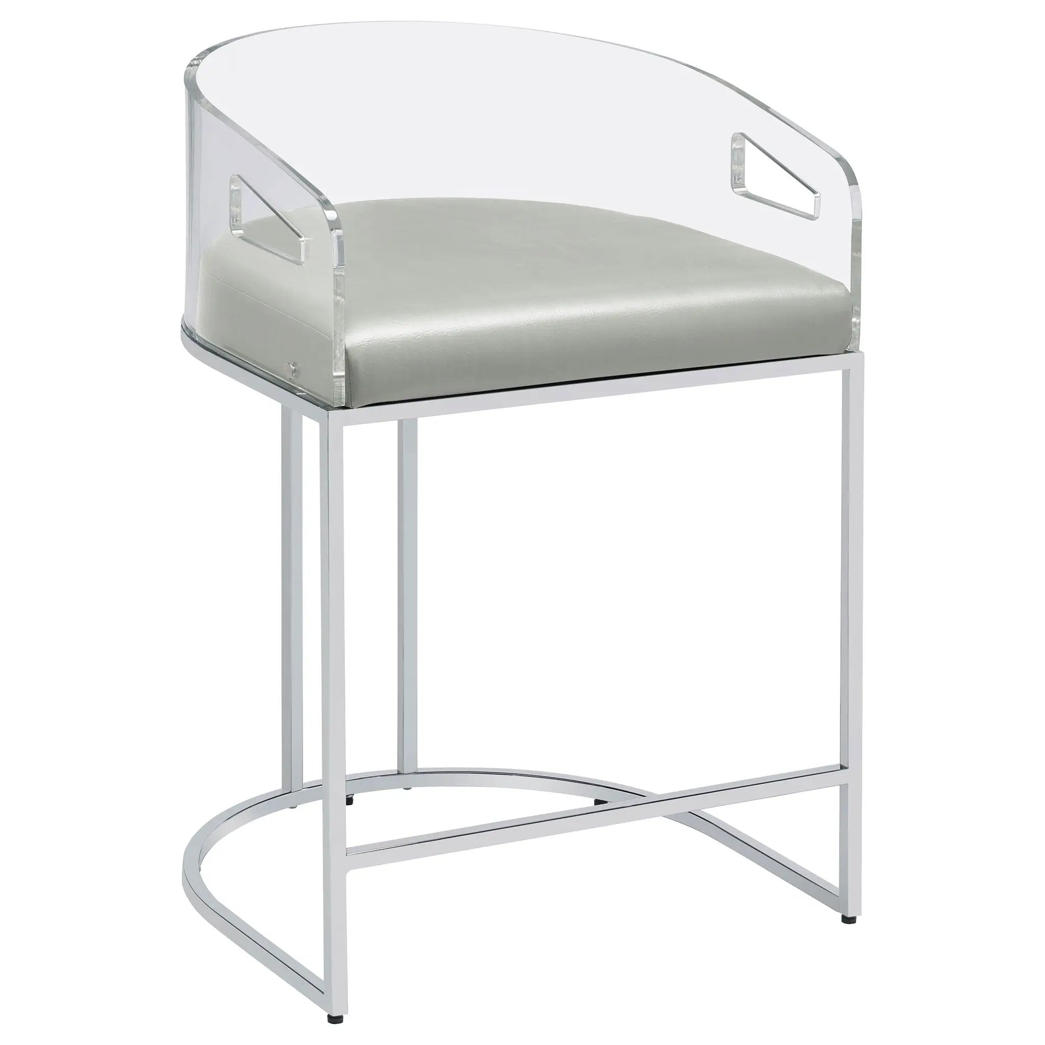 Thermosolis Clear Acrylic Counter Chair Chrome (Set of 2) by Unique Piece Furniture