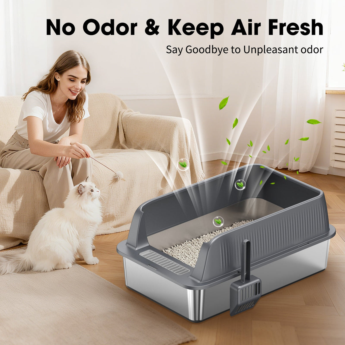 Stainless Steel Cat Litter Box with Easy Clean Surface - Silver, photo 9 of 9
