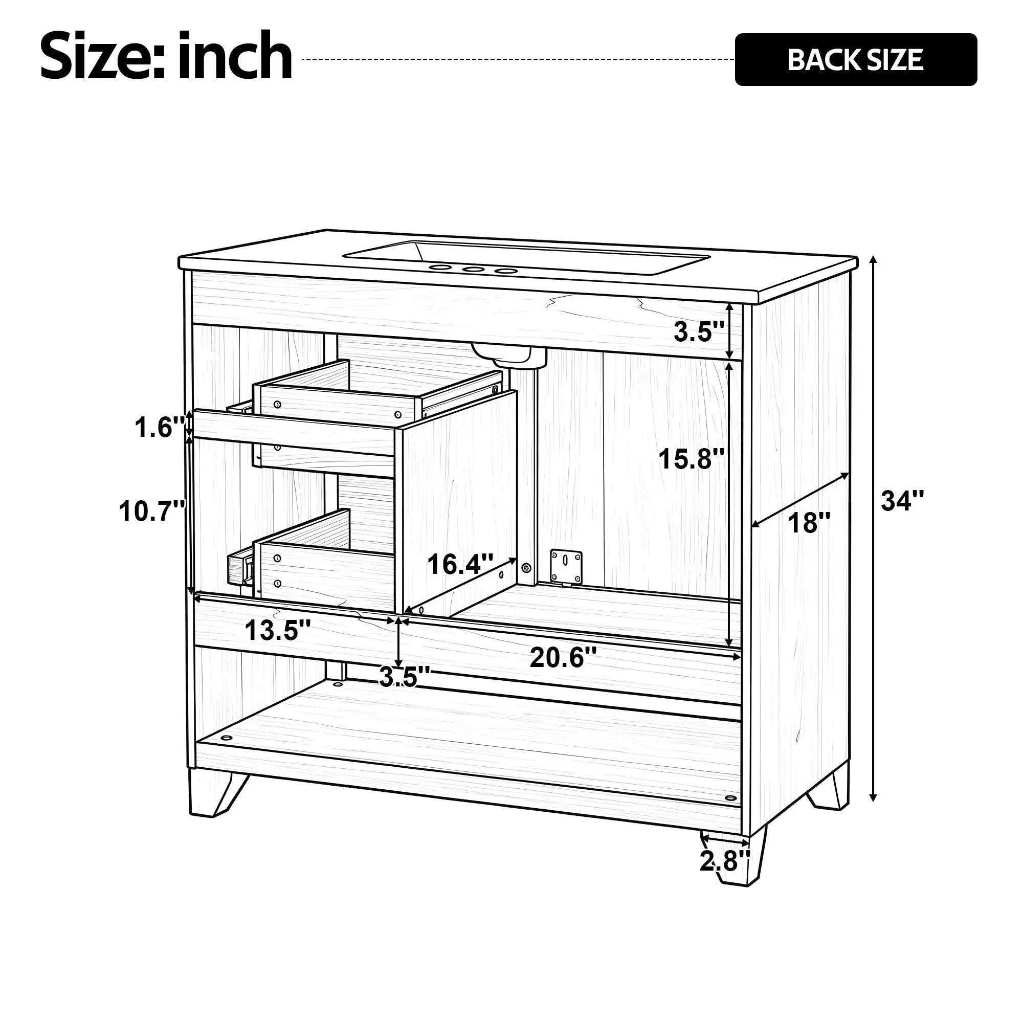 36" Bathroom Vanity with Ceramic Sink by HouseOfZazla