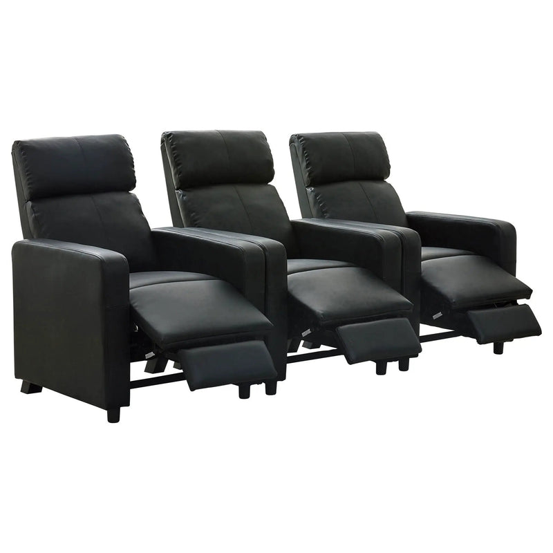 Toohey Upholstered Tufted Recliner Living Room Set Black by Unique Piece Furniture