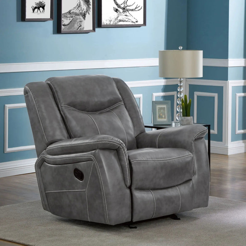 Conrad Upholstered Padded Arm Glider Recliner Grey by Unique Piece Furniture
