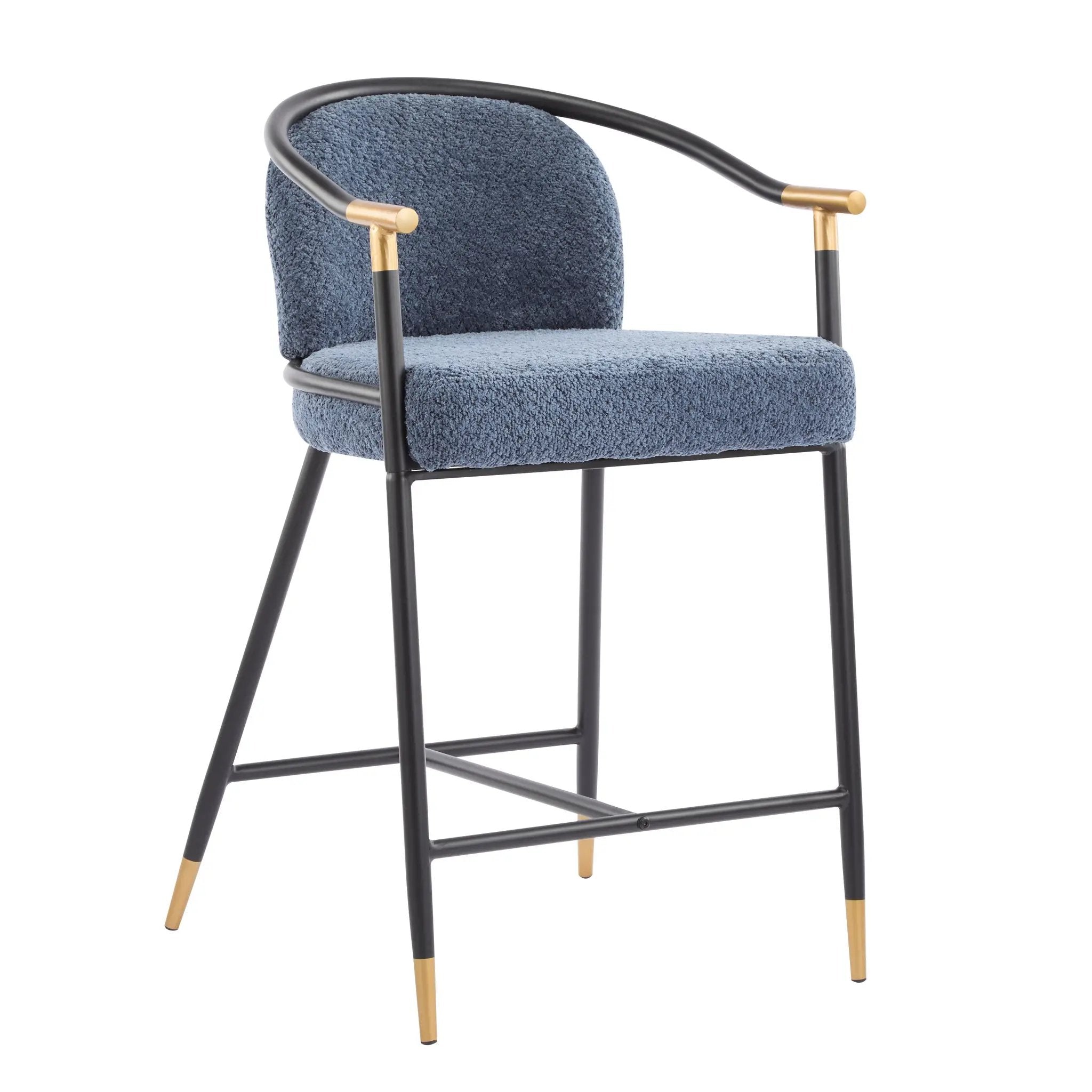 26" H Upholstered Counter Stool with Metal Frame (Set of 2) - Navy by HouseOfZazla