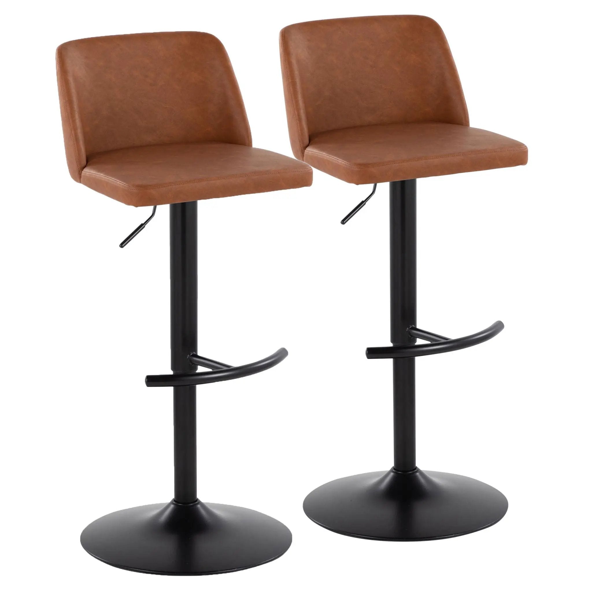 Toriano - Contemporary Adjustable Bar Stool With Rounded T Footrest (Set of 2) by Unique Piece Furniture