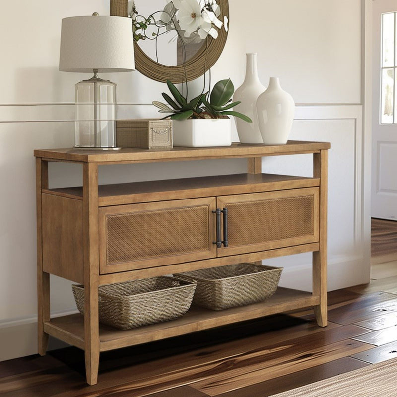 Naomi - 2 Door Storage Console Table With Ample Shelving - Natural by HouseOfZazla