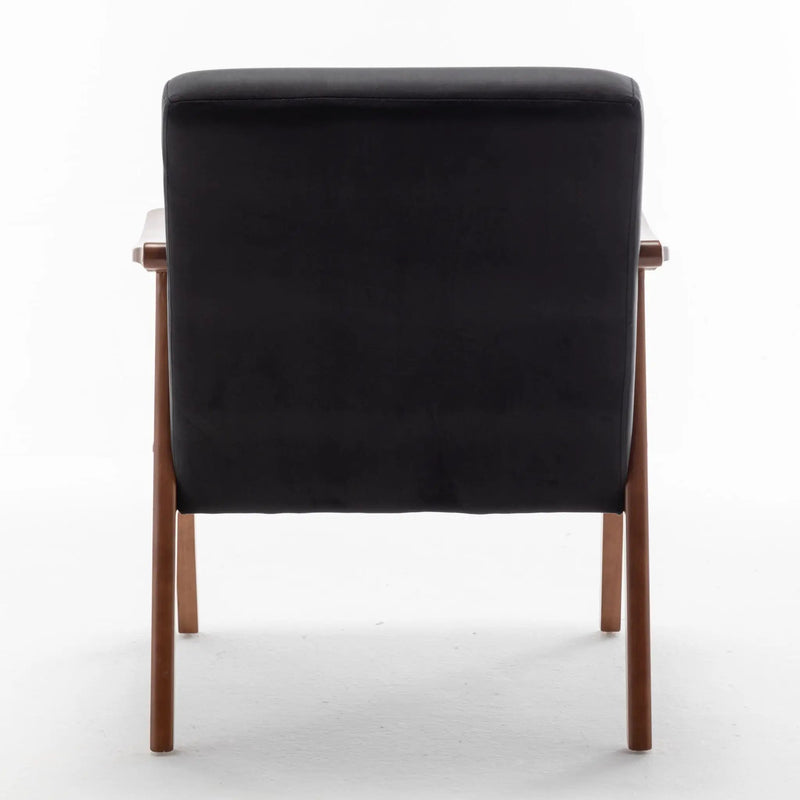 Mid Century Modern Accent Chair With Solid Wood Frame And Extra Thick Backrest by HouseOfZazla