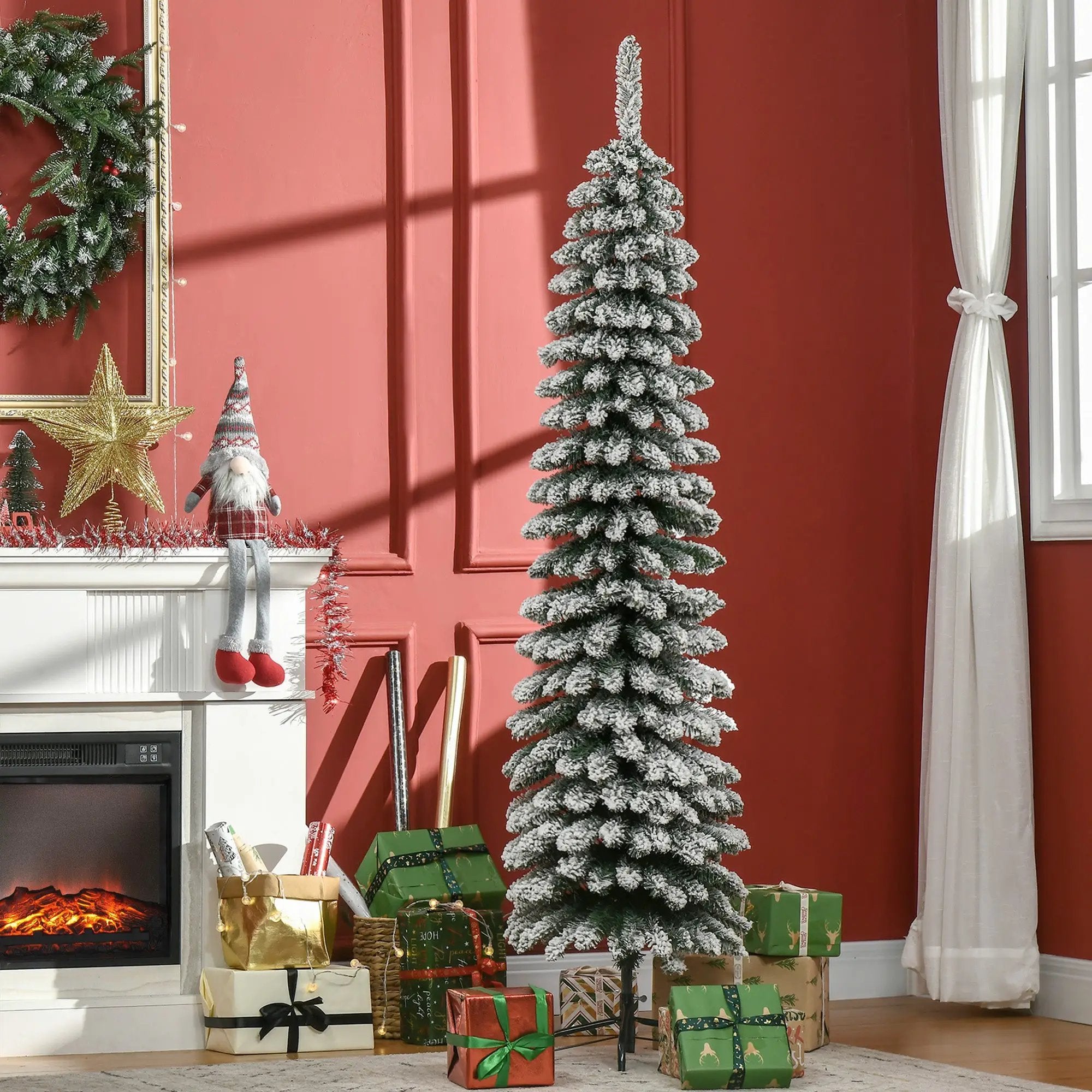 HOMCOM 6' Tall Unlit Snow Flocked Artificial Christmas Tree by HouseOfZazla
