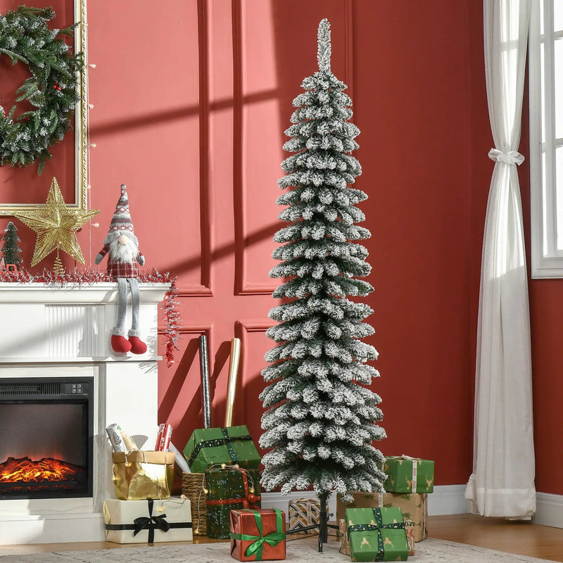HOMCOM 6' Tall Unlit Snow Flocked Artificial Christmas Tree by HouseOfZazla