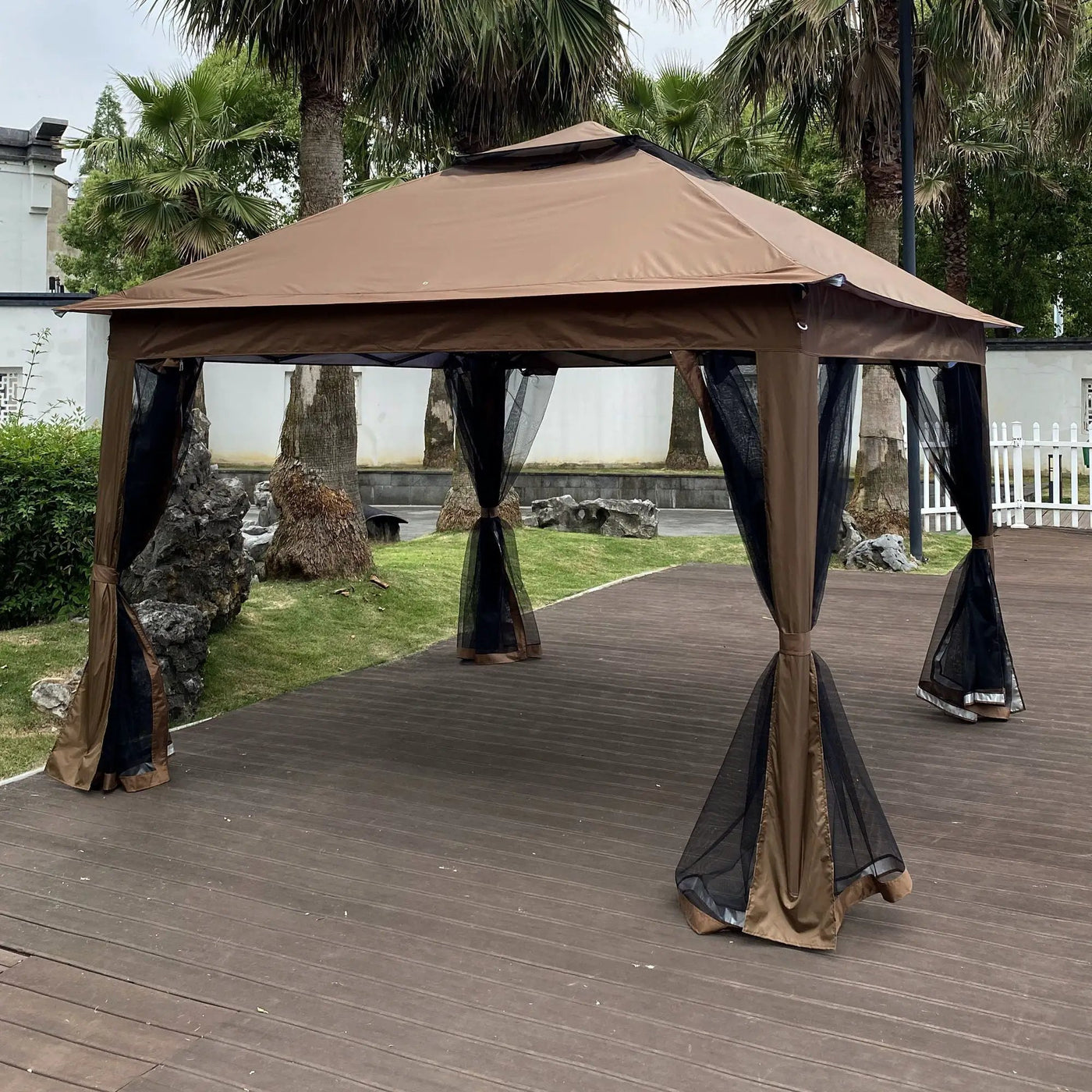 Outdoor Pop Up Gazebo Canopy With 2 Tier Soft Top And Removable Zipper Netting by HouseOfZazla