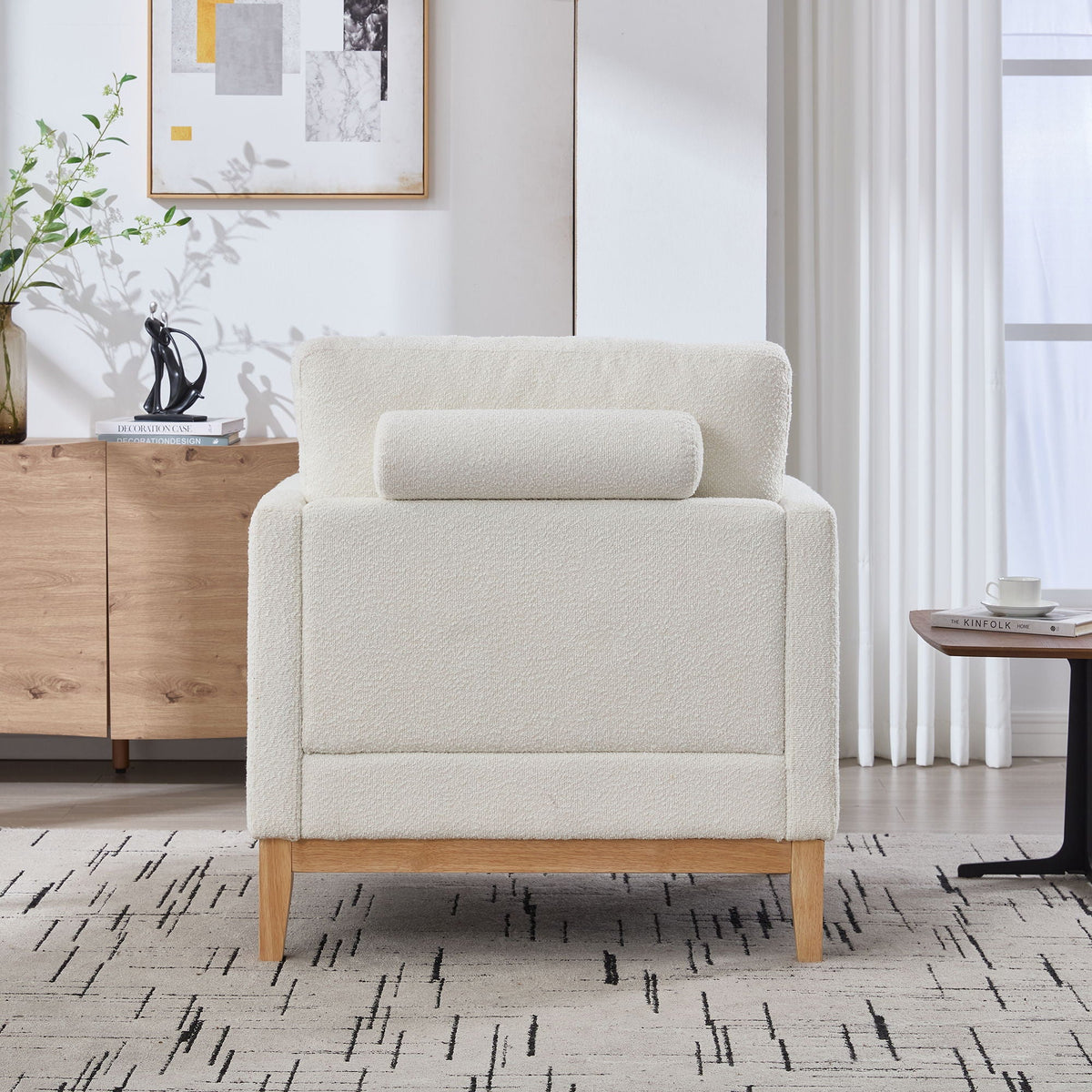 Wide Modern Performance Accent Chair With Natural Legs, photo 13 of 13