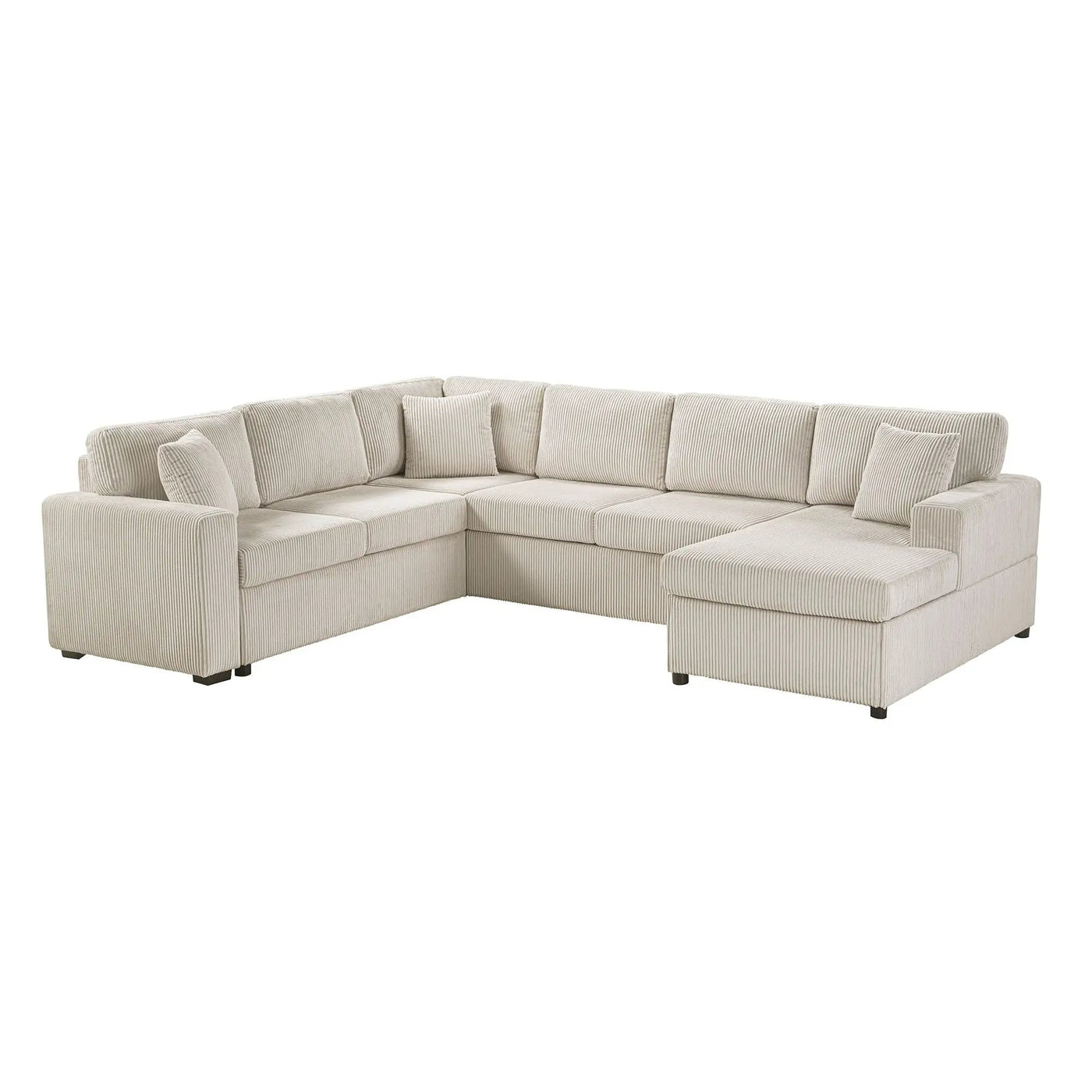Oversized Sectional U-Shaped Sofa With Chaise Lounge And Three Soft Throw Pillows by HouseOfZazla