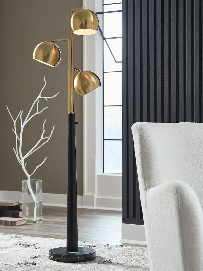 Sorcha - Metal Floor Lamp - Gold Finish / Black by Unique Piece Furniture