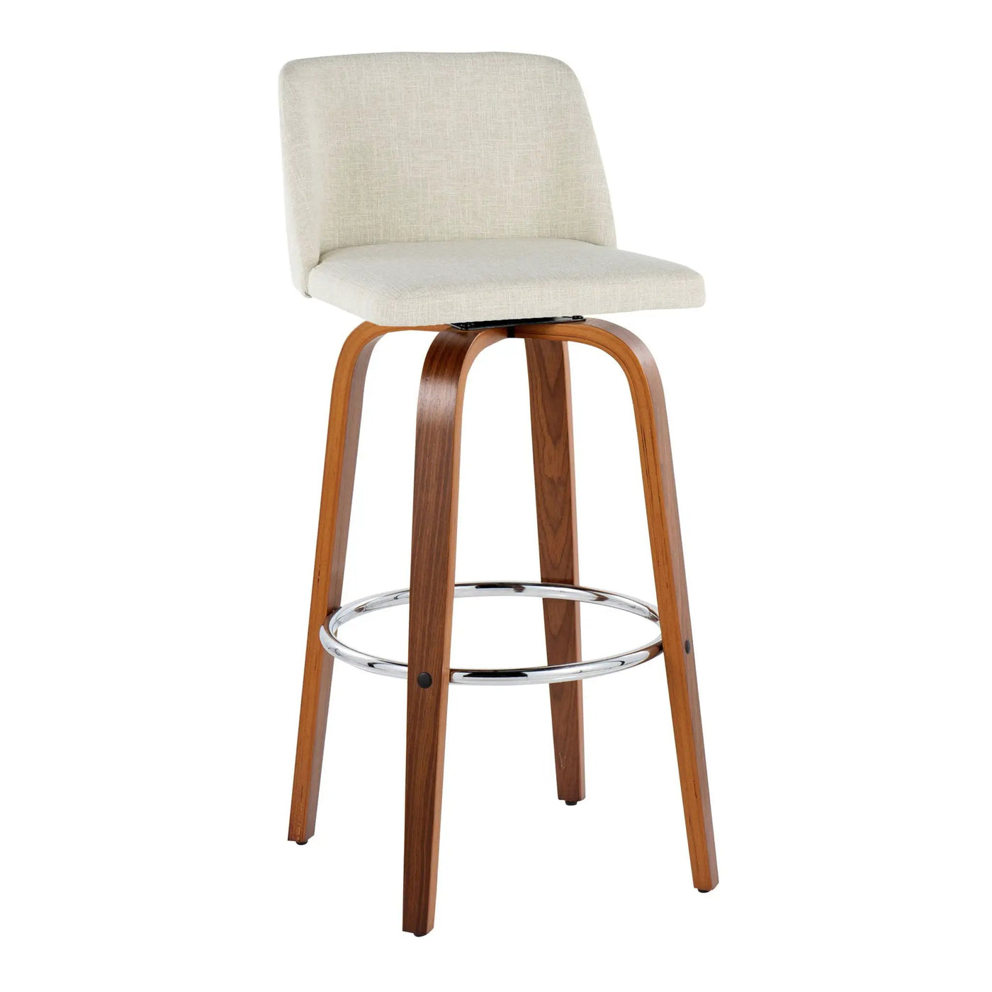 Toriano - Contemporary, Fixed Height Barstool Swivel & Round Footrest (Set of 2) by HouseOfZazla