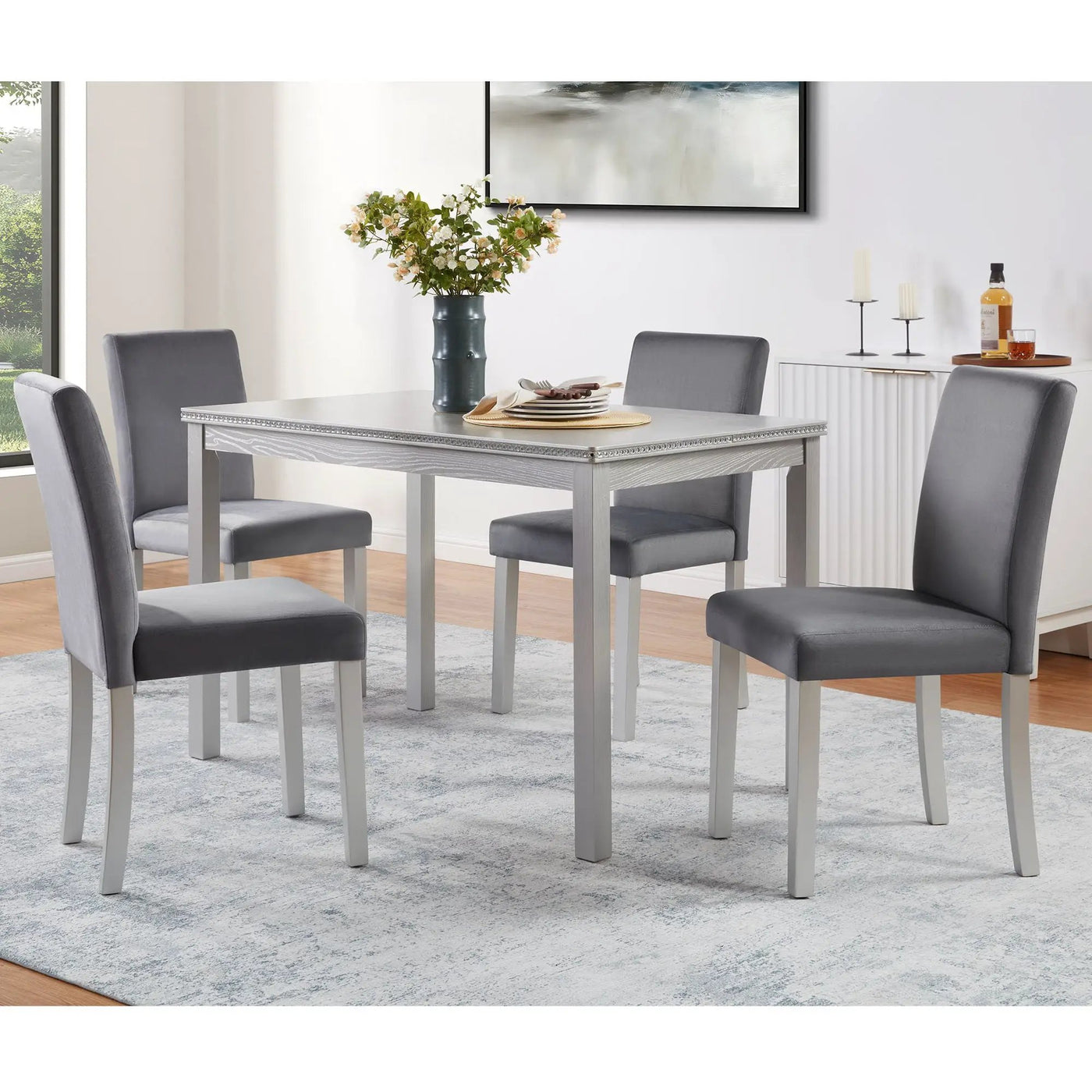 Dining Table Set, Table With A Rectangular Table And Upholstered Chairs by HouseOfZazla
