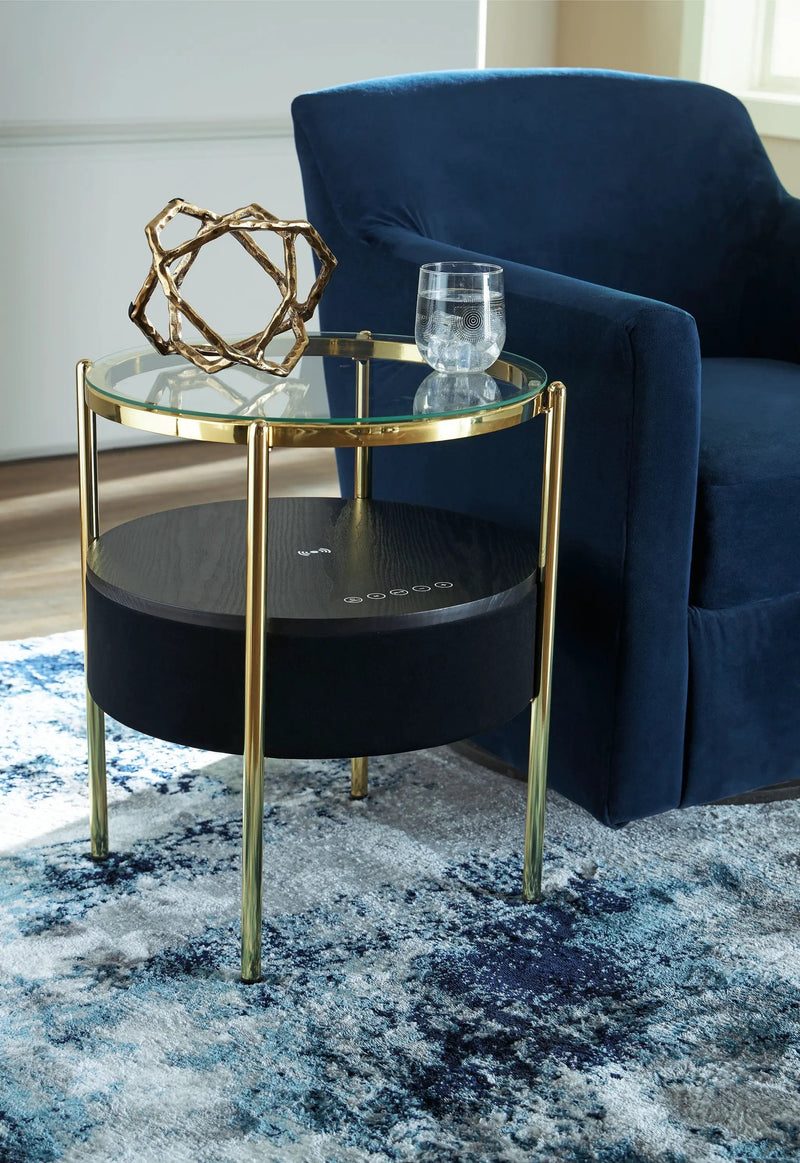 Nedman - Accent Table With Speaker - Black / Gold Finish by Unique Piece Furniture