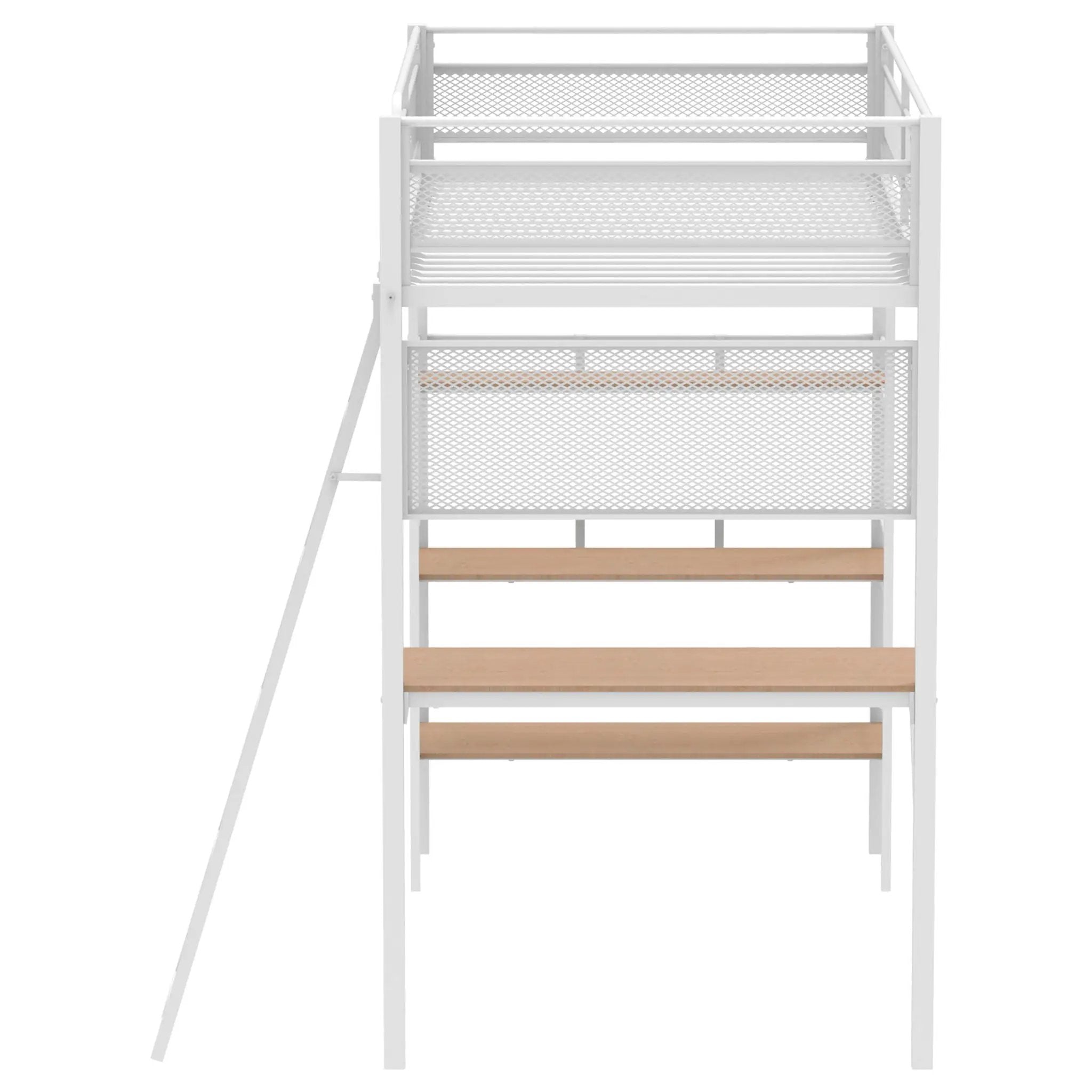 Campus 3-shelf Metal Twin Workstation Loft Bed Matte White by Unique Piece Furniture