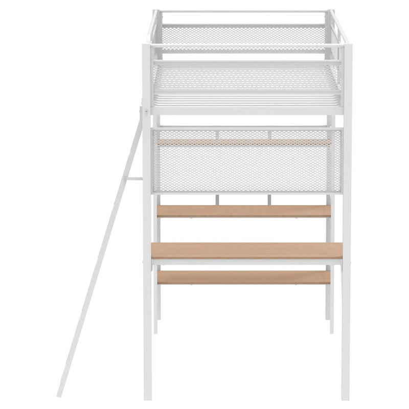 Campus 3-shelf Metal Twin Workstation Loft Bed Matte White by Unique Piece Furniture