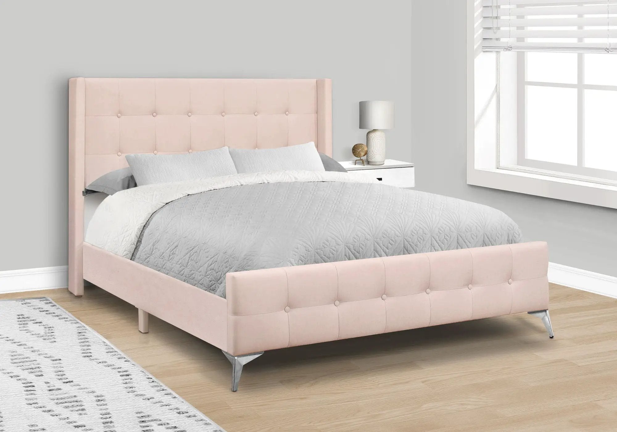 Queen Size Bed Upholstered - Pink by Unique Piece Furniture