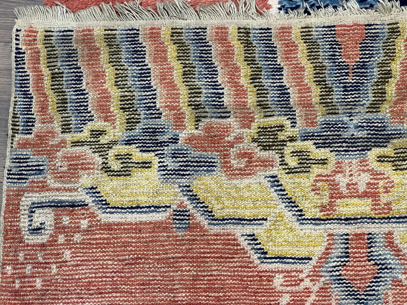 Rare Chinese Ningxia Pillar Rug 3x8, Late Qing Dynasty, 5 Clawed Dragon, Cloud Rainbow Border, Collectible Antique Carpet, Wool Hand Knotted by Jewel Rugs