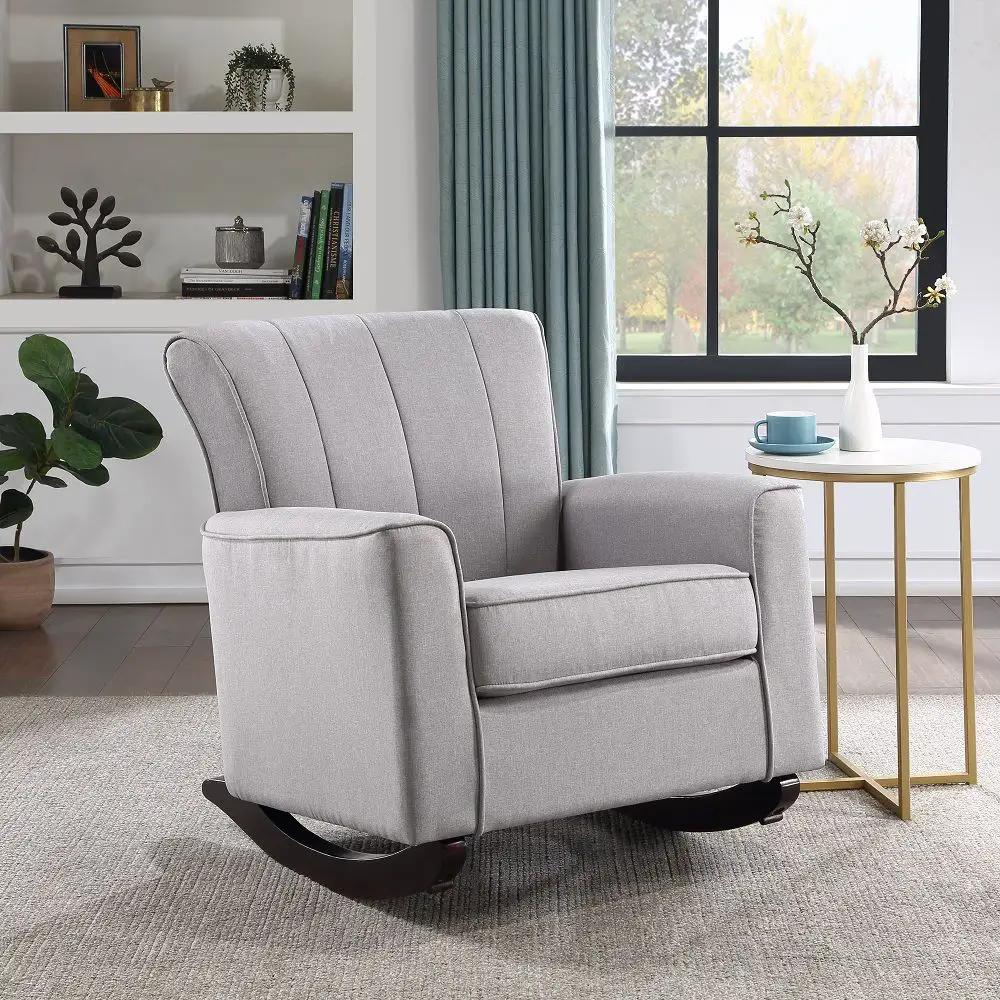 Denzell - Rocking Chair - Light Gray Linen by Unique Piece Furniture