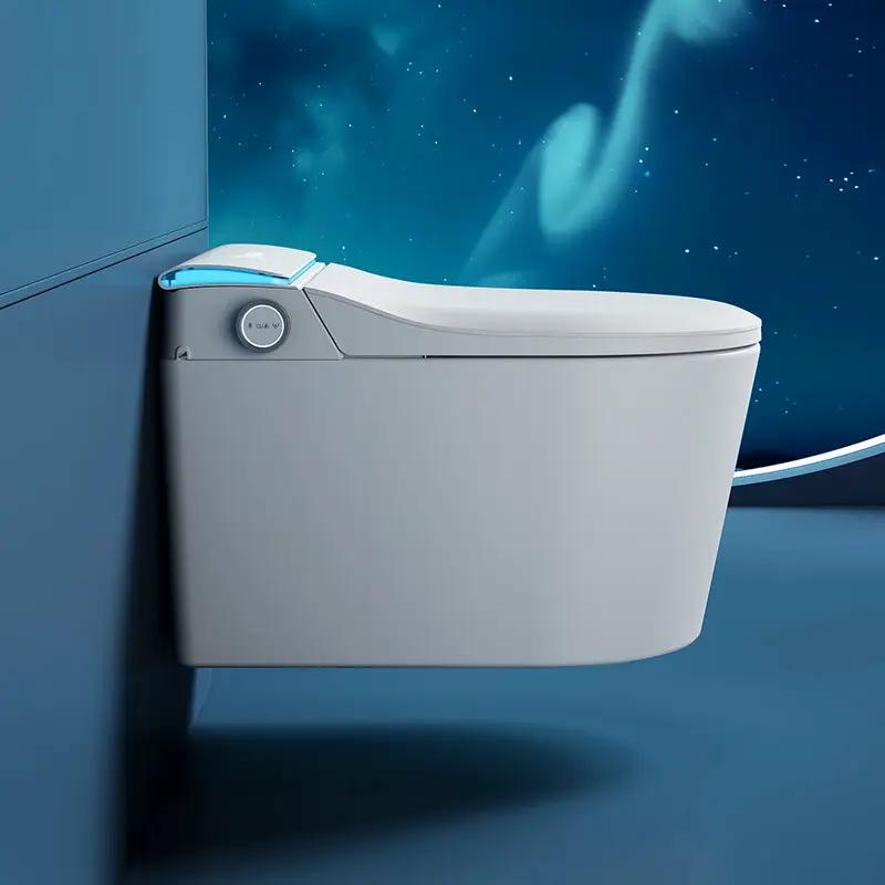 Wall-Mounted Smart Toilet with Automatic Lid Opening by HouseOfZazla