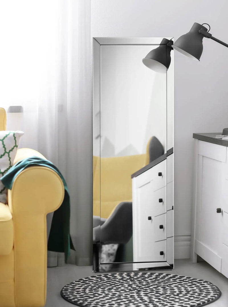 Soline 22 x 61 Inch Framed Standing Floor Mirror Silver by Unique Piece Furniture