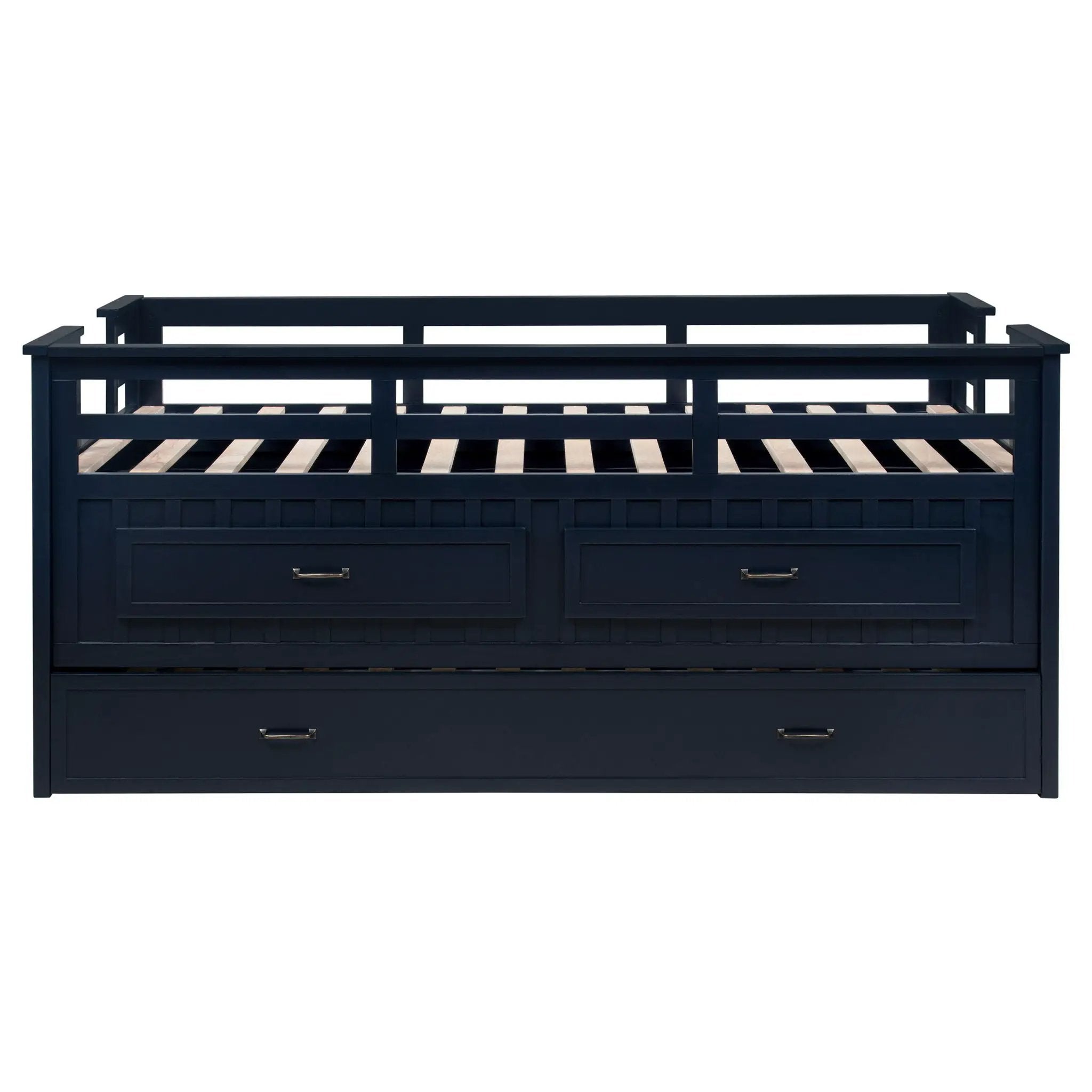 Carlsbad Wood Twin Captains Bed With Trundle Navy Blue by Unique Piece Furniture