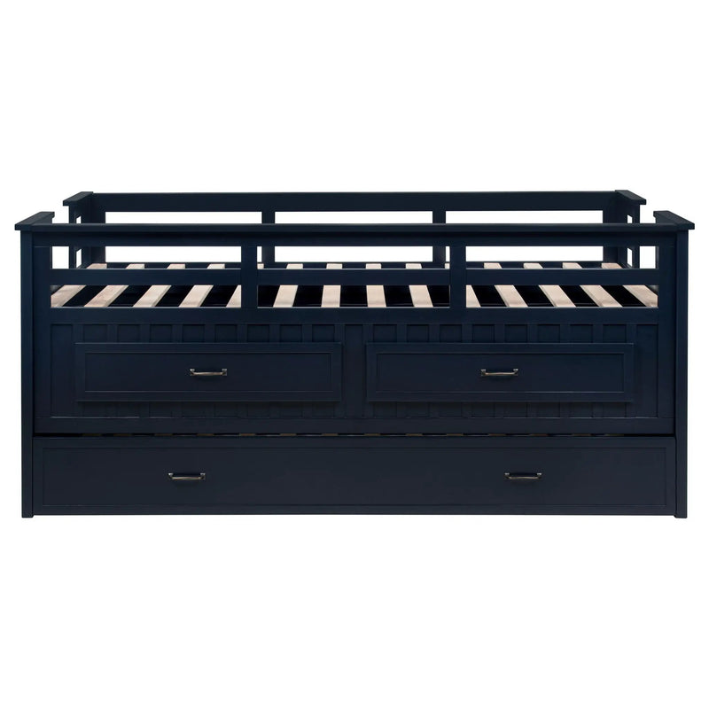 Carlsbad Wood Twin Captains Bed With Trundle Navy Blue by Unique Piece Furniture