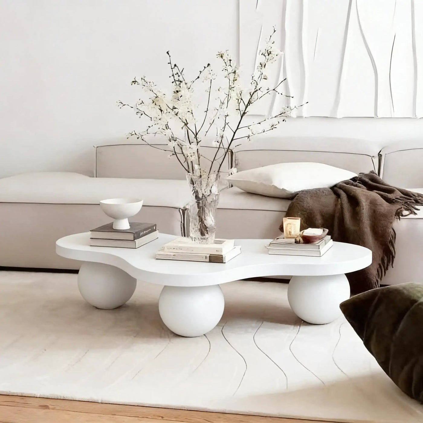 Cloud Shaped Coffee Table With 3 Ball Legs For Living Room by HouseOfZazla