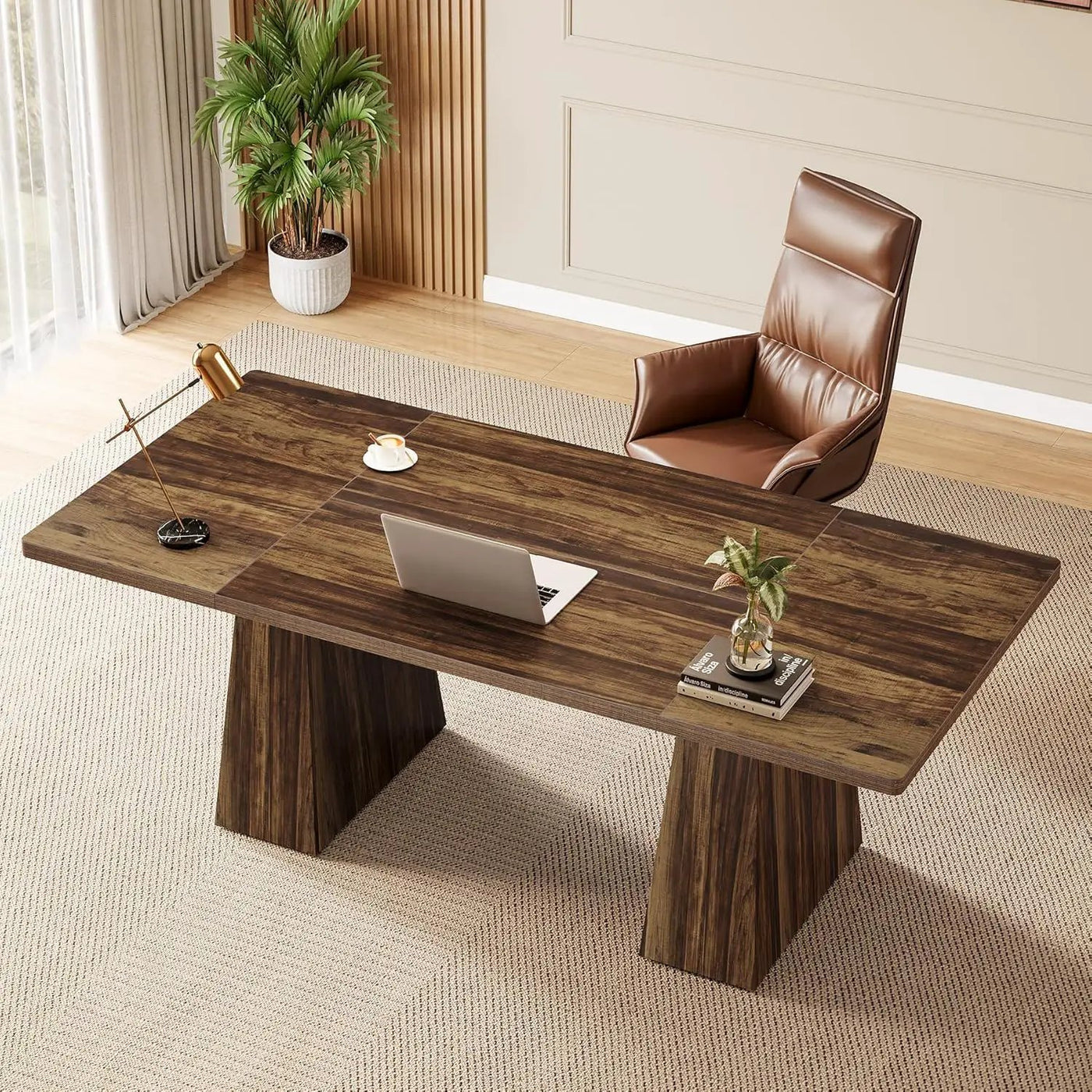 Executive Desk, Workstation With Double Trapezoid Base by HouseOfZazla