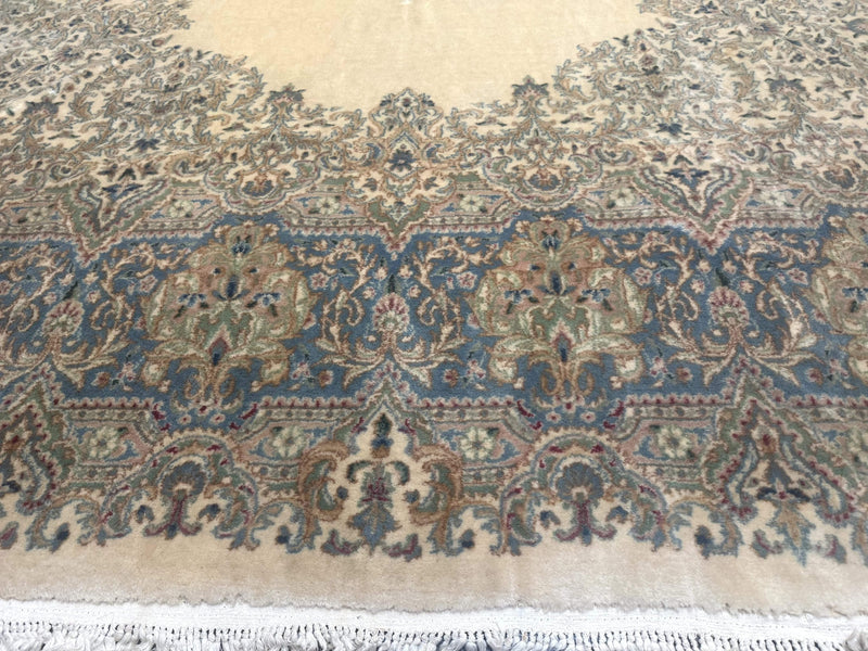 Palace Size Persian Kerman Rug 12x18, Floral Semi Open Field, Signed, Fine 240 KPSI by Jewel Rugs