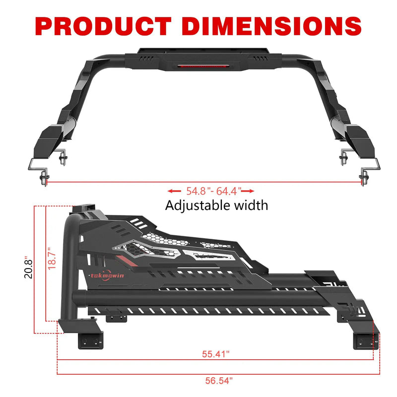 Universal Truck Bed Roll Bar, Steel Chase Rack Sport Bar by HouseOfZazla