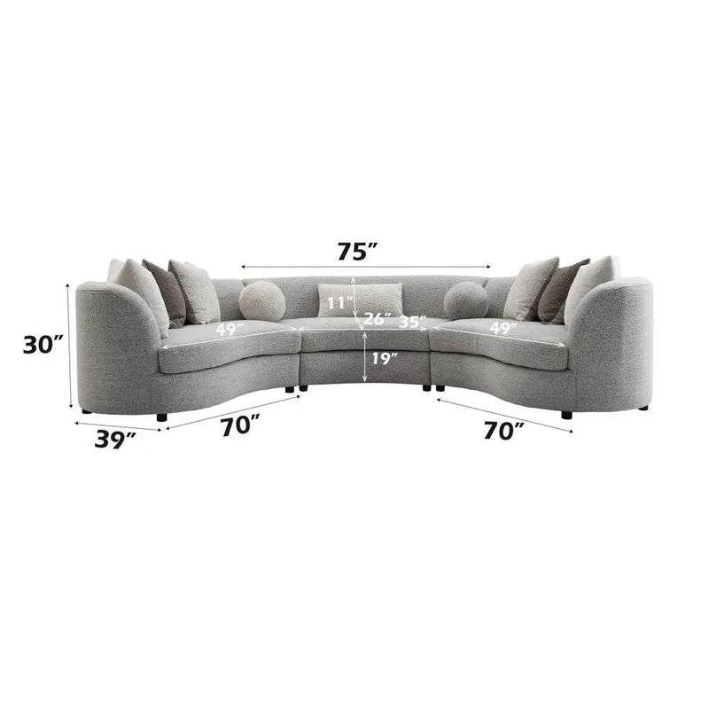 Ivria - Sectional Sofa With 9 Pillows - Gray Boucle by Unique Piece Furniture