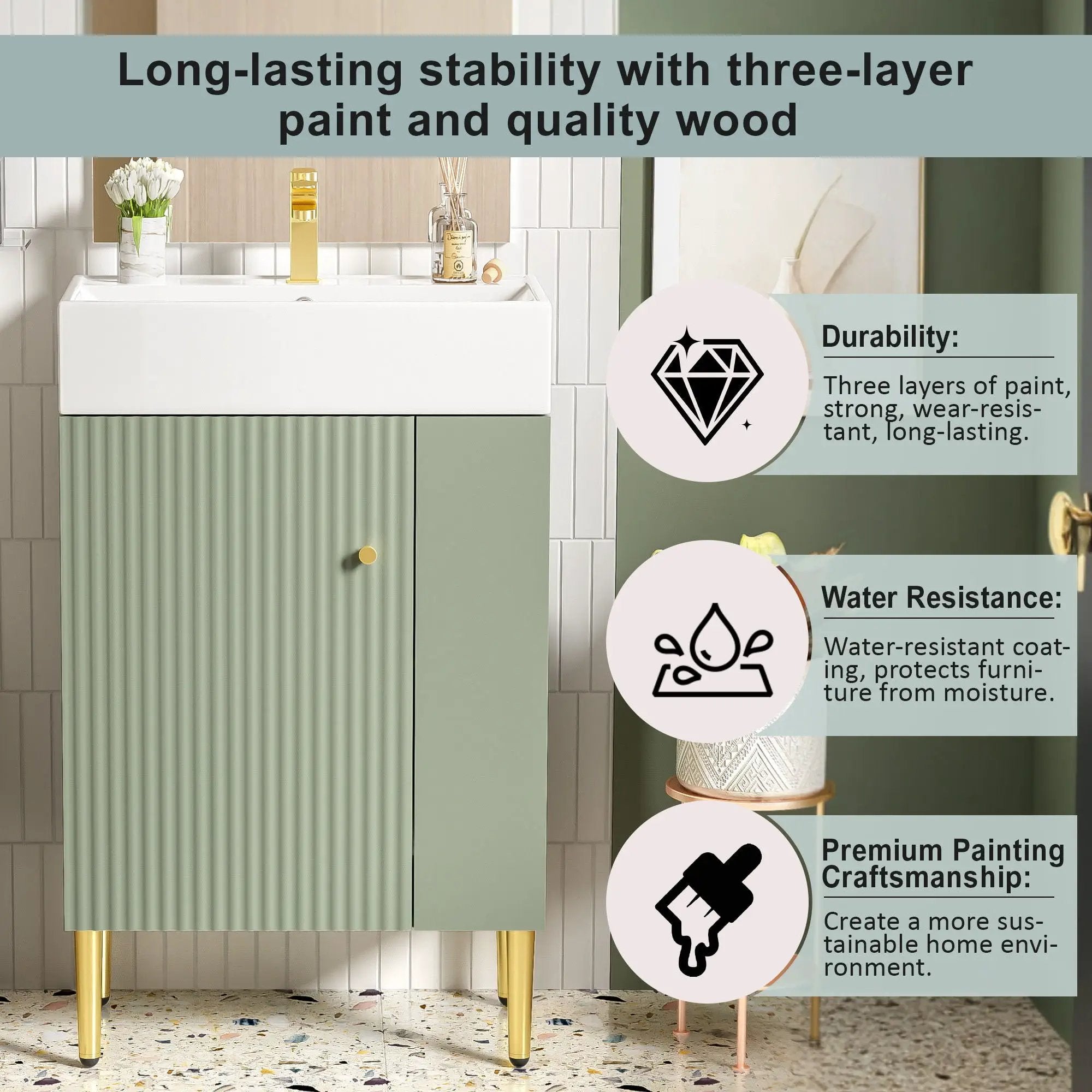 Bathroom Vanity, Combo Cabinet, Bathroom Storage Cabinet, Single Ceramic Sink by HouseOfZazla