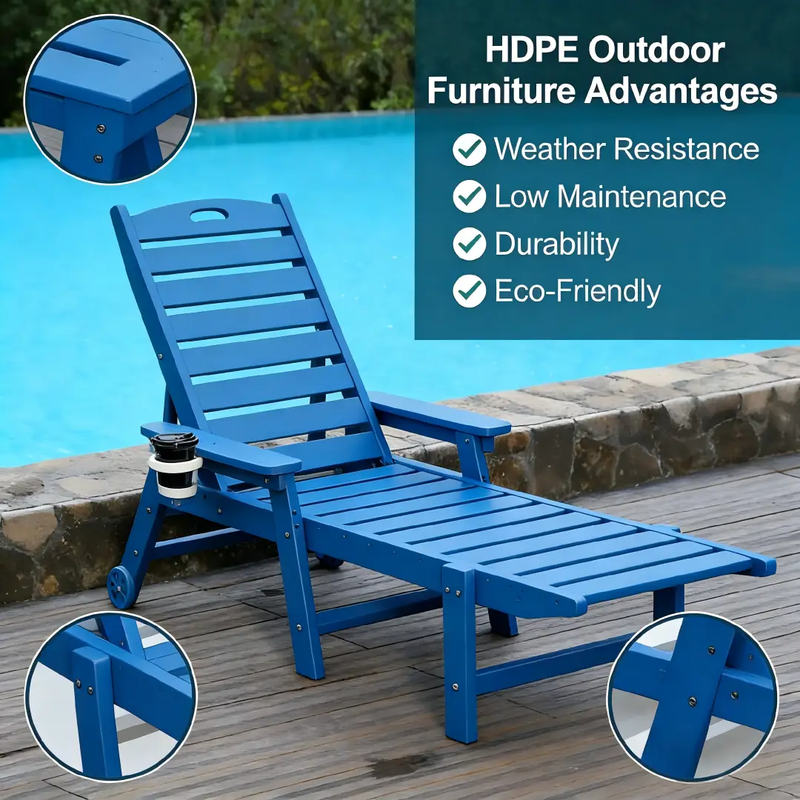 HDPE Chaise Lounge Chair Outdoor with Adjustable Backrest by HouseOfZazla