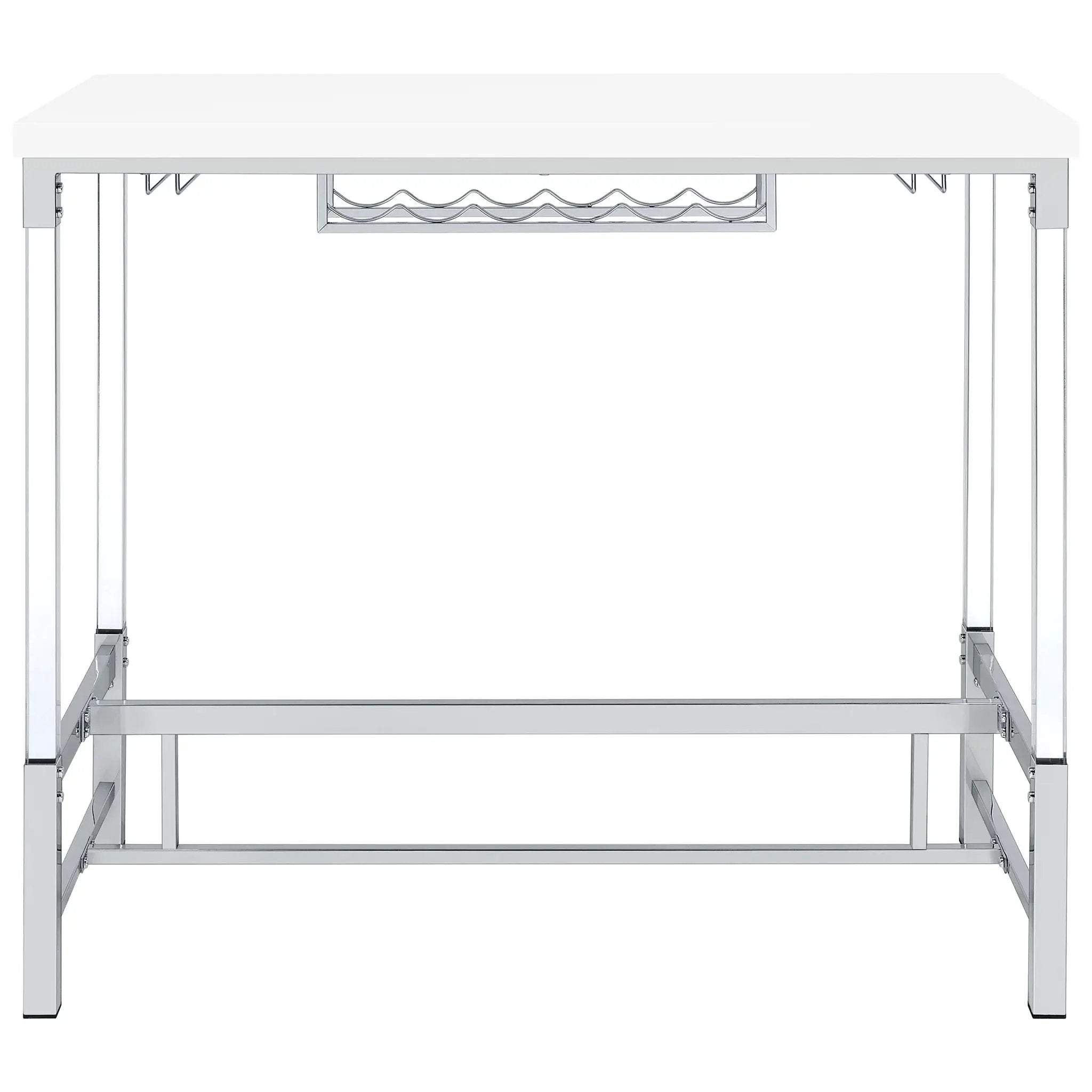 Norcrest 47-inch Acrylic Leg Bar Table White High Gloss by Unique Piece Furniture